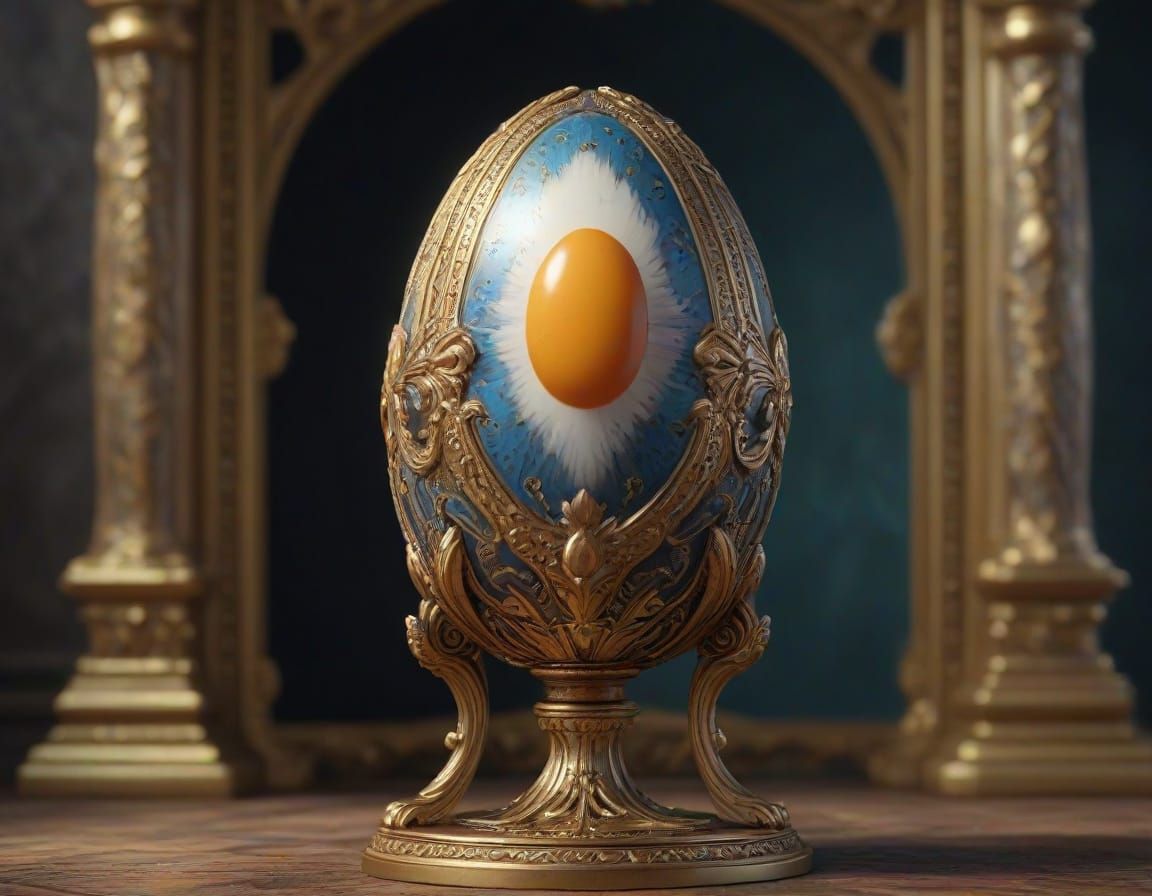 Elegant Egg in Baroque Splendor on Art Deco Stand