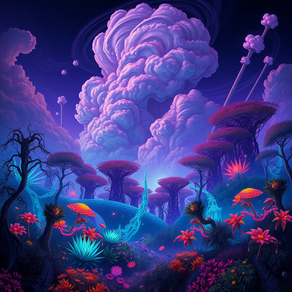 Mystical Glowing Forest: Surreal Fantasy Art