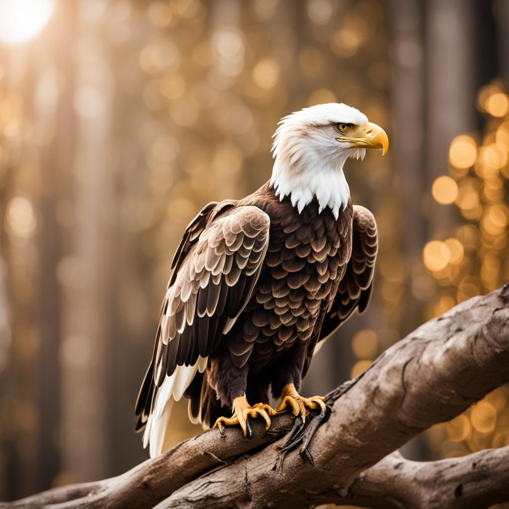 White and Gold Eagle in Natural Lighting