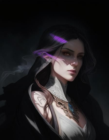 Ethereal Smoke Wraith in Dark Fantasy Art Nouveau