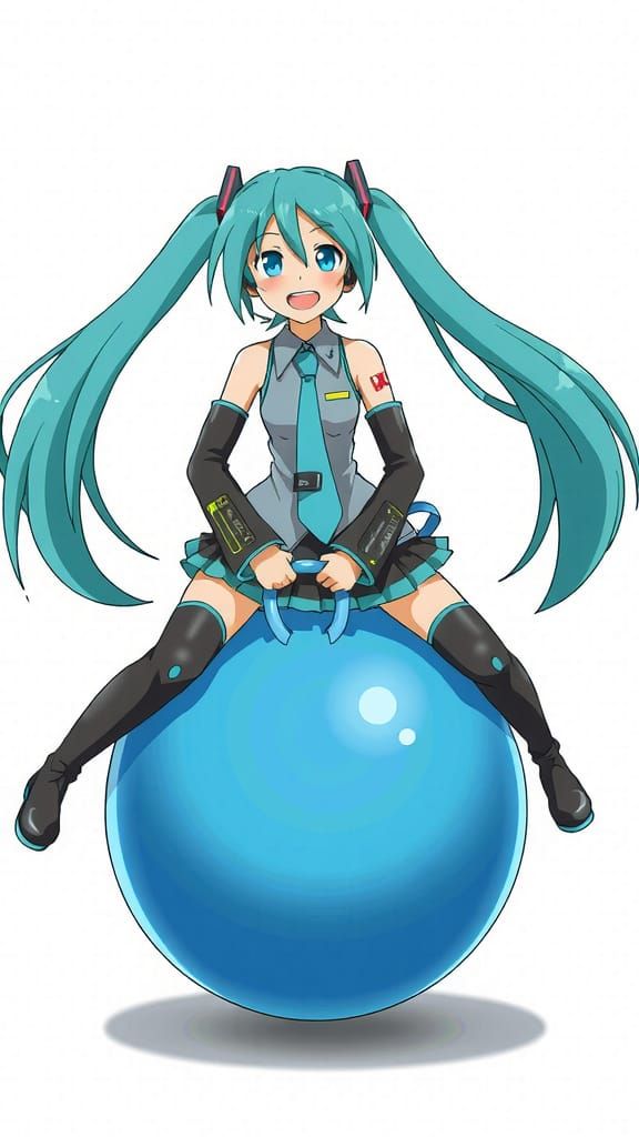 Hatsune Miku Bouncing on a Hopper Ball