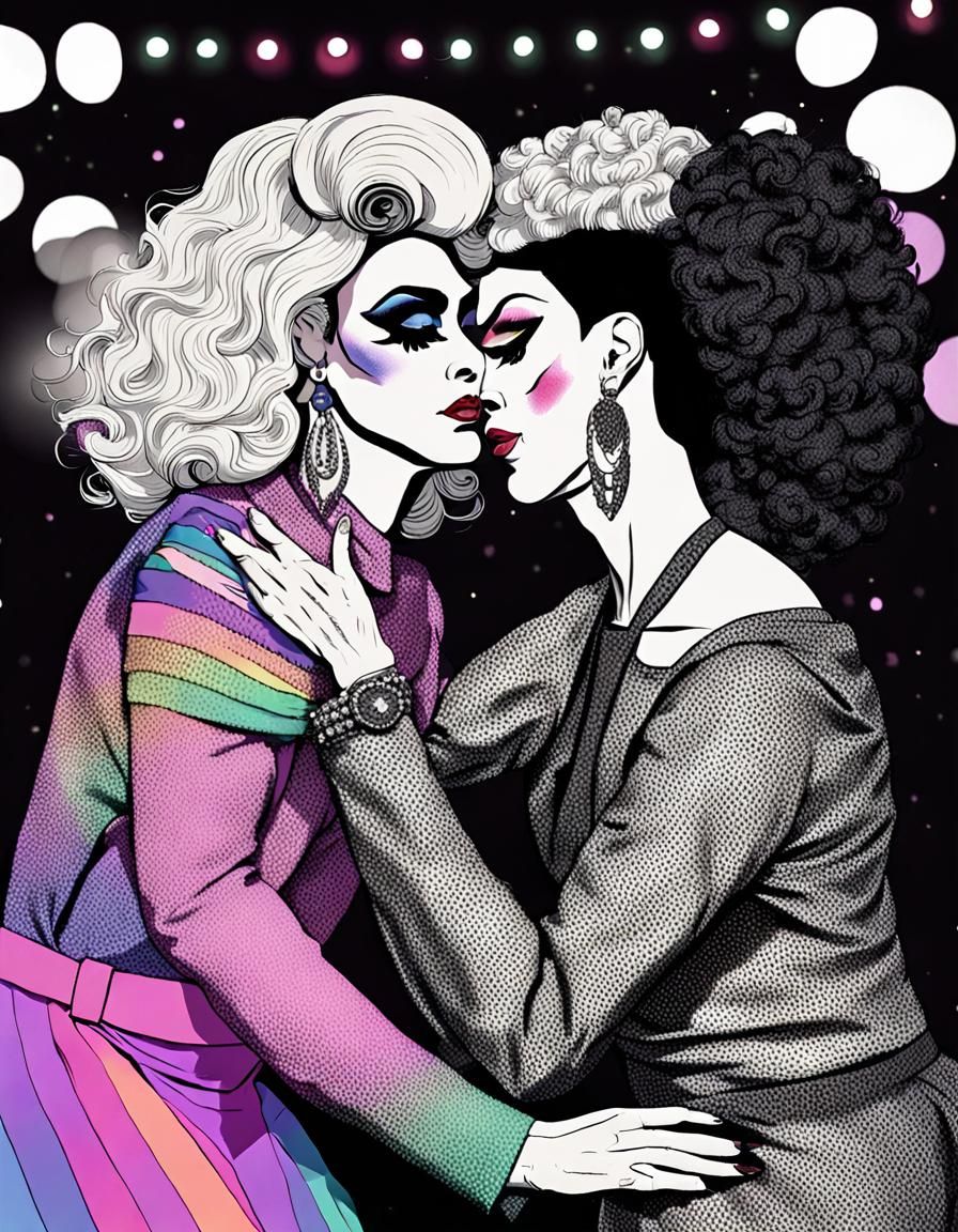 Drag Queen Comforting Transgender Woman in Gay Club