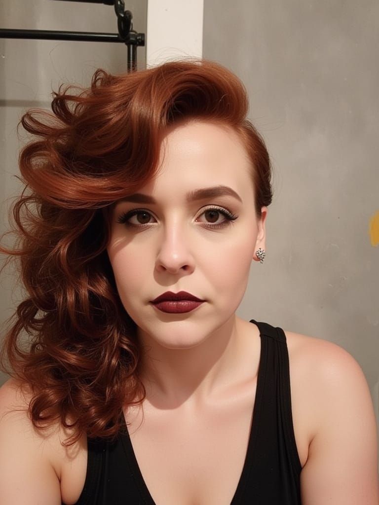 Gothic Woman with Pale Skin and Piercing Grey Eyes