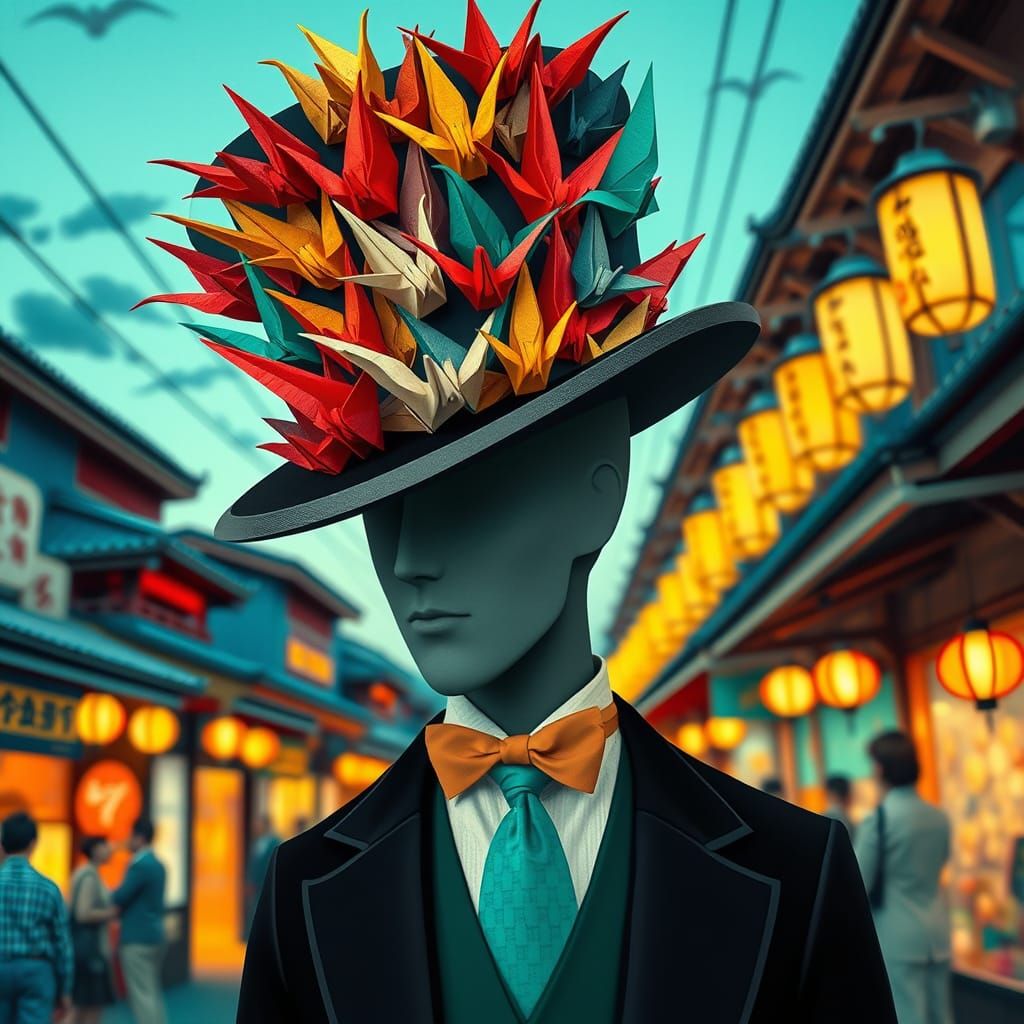 Origami Crane Top Hat in Japanese Market