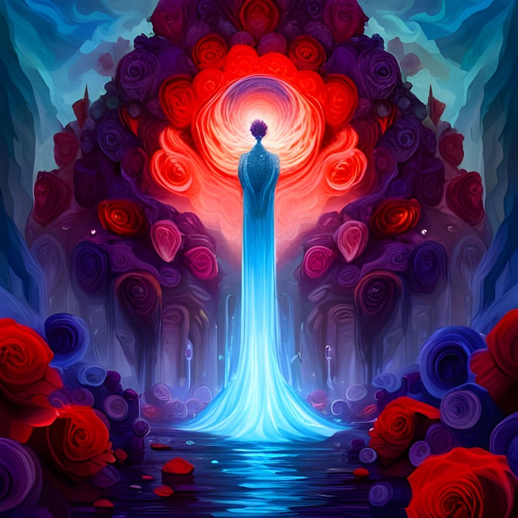 Jewelry Volcano Spewing Flowers in Surreal Style