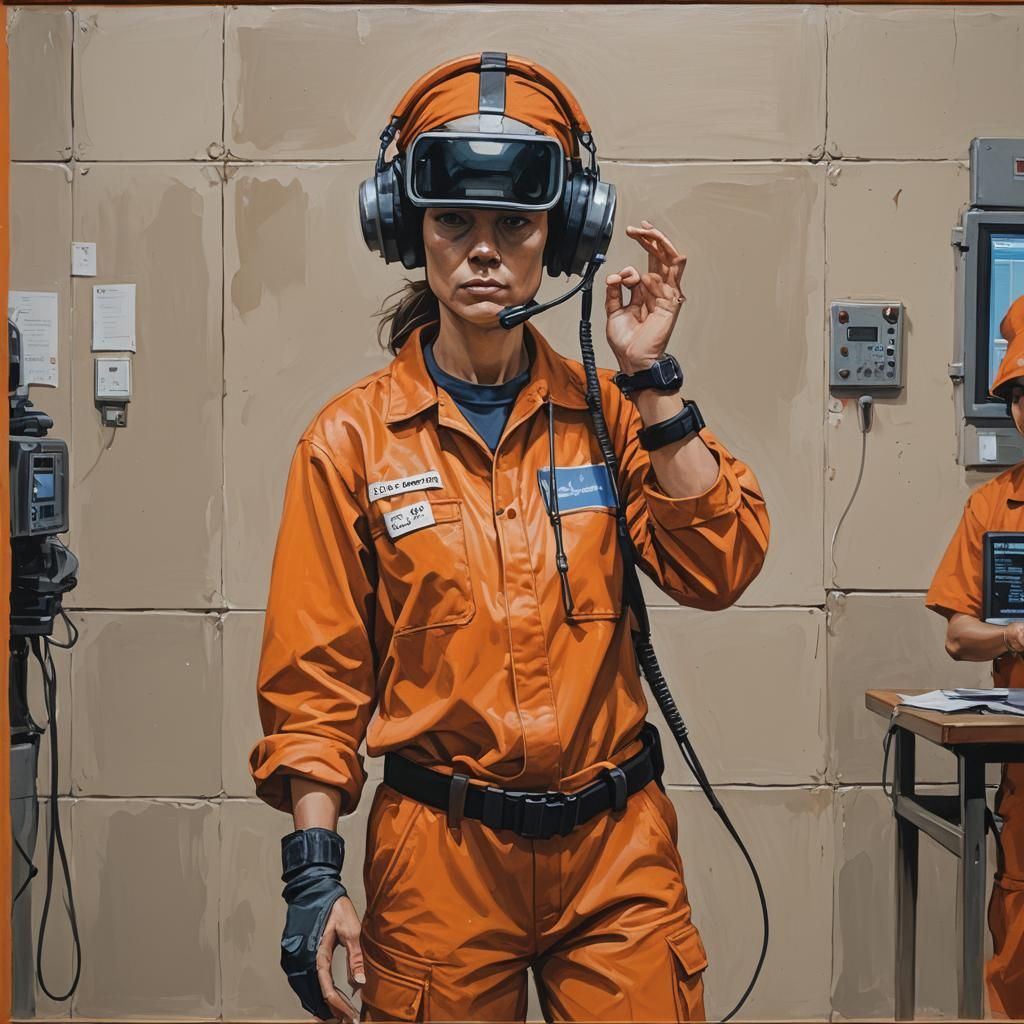 Female Inmate Battle-Ready with Camera Headgear