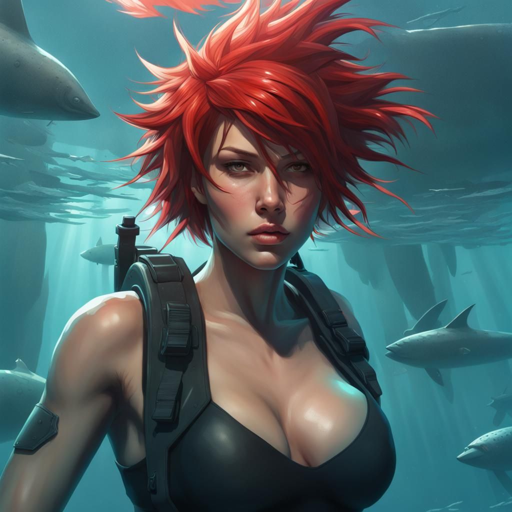Underwater Soldier Portrait in Hyperdetailed Style