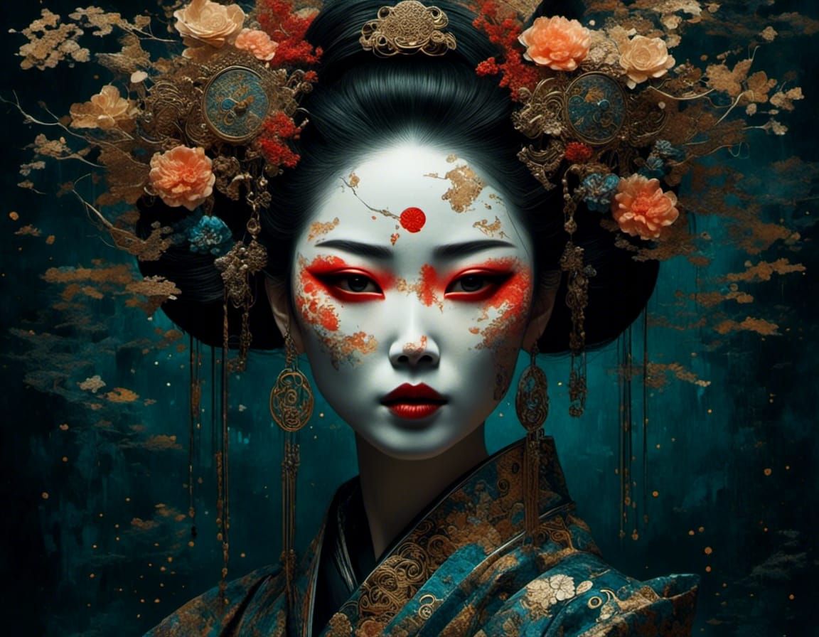 Beautiful portrait of a mysterious geisha