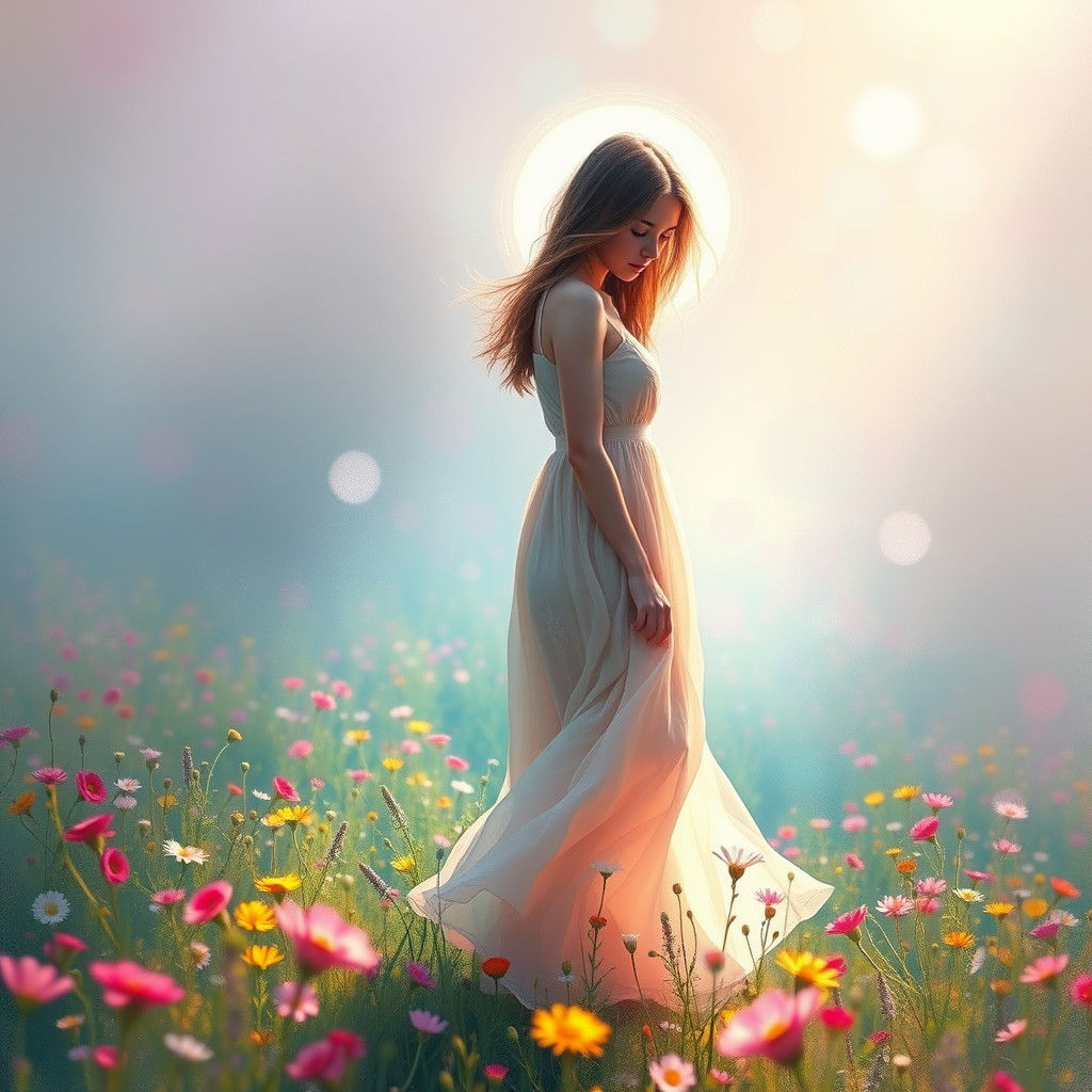 Ethereal Meadow Dreamscape in Abstract Expressionist Style