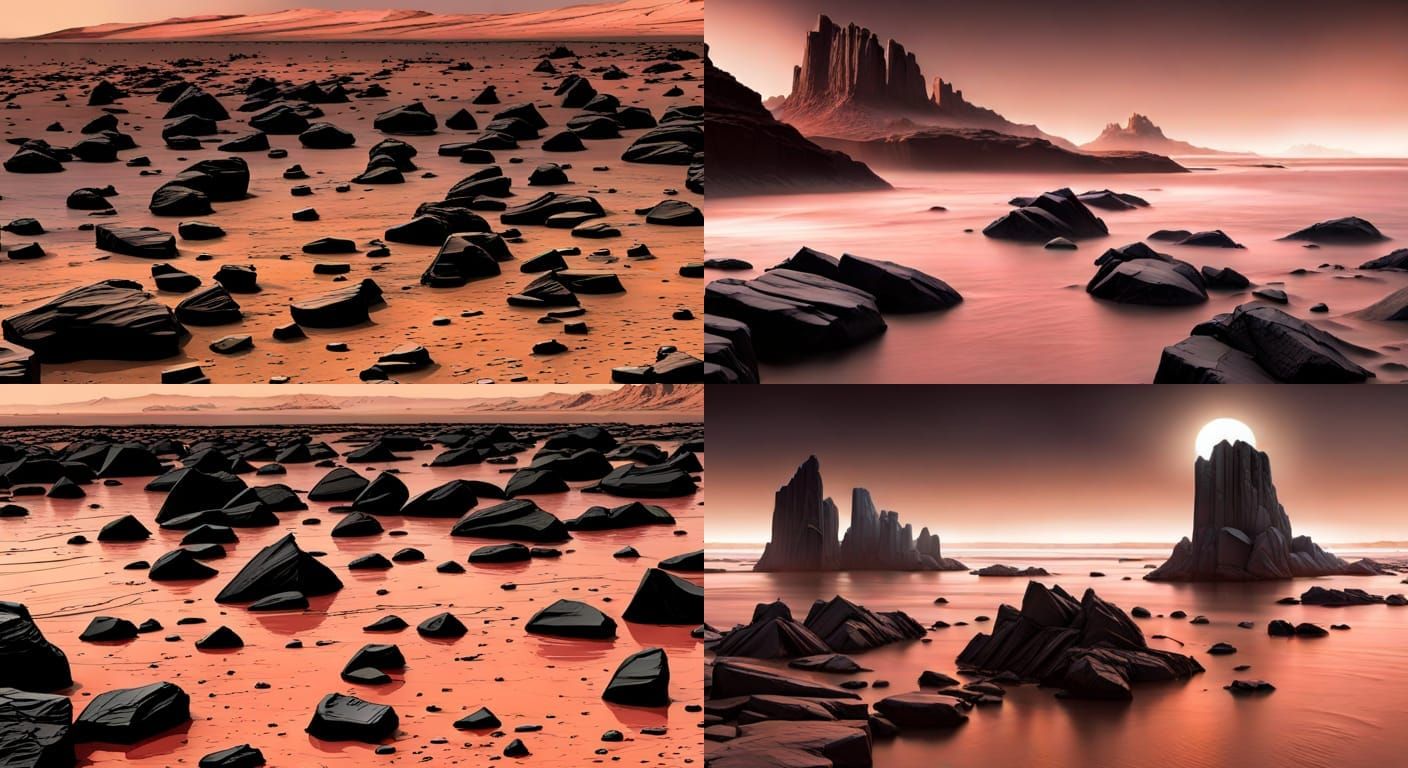Martian Seaside: Rocky Shoreline on the Red Planet