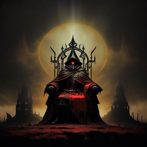 Devil on Throne in Dark Fantasy Art Style