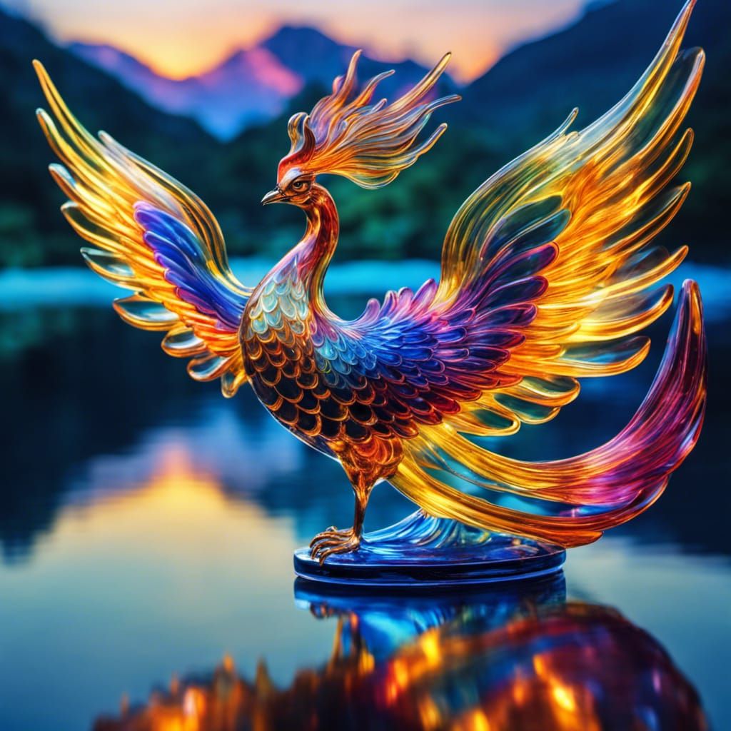 Phoenix is rising glass sculpture