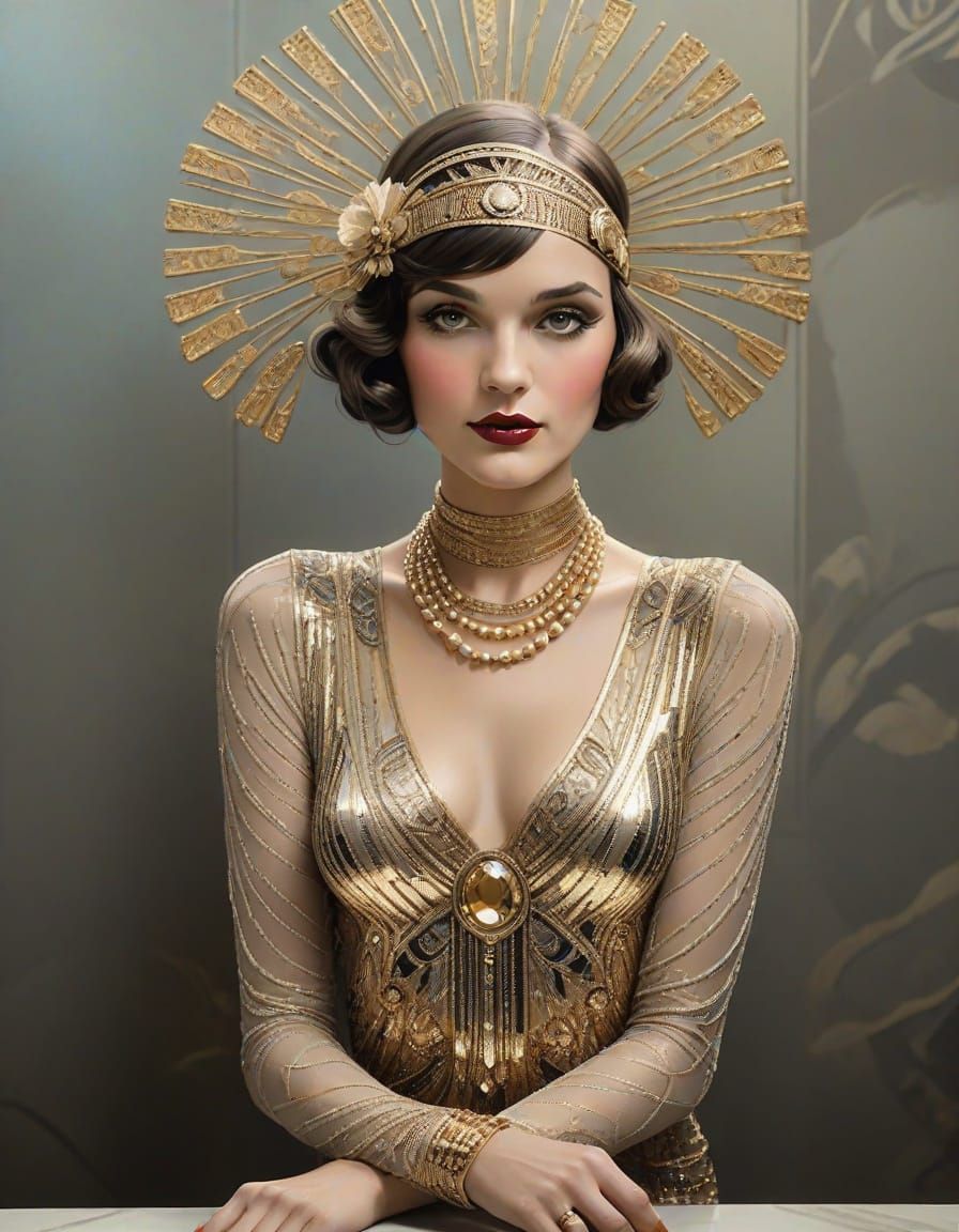 Art Deco Socialite at Glamorous 1920s Hotel Party