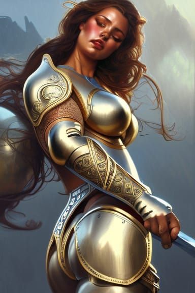 Voluptuous Lady Knight in Ornate Armour