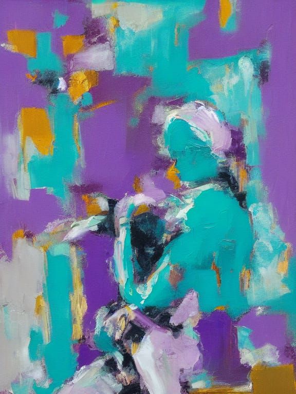 Vibrant Woman in an Abstract Oil Painting