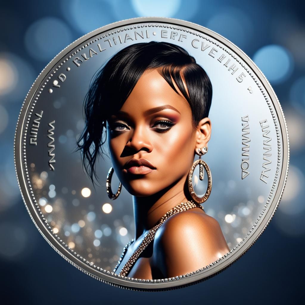 Rihanna Coin: Hyperdetailed Image with Volumetric Lighting