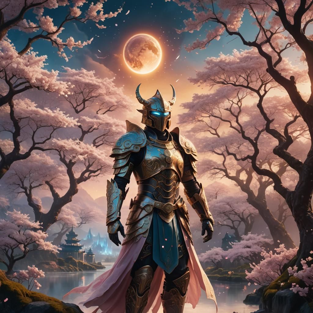 Mystical Warrior in Floating Kingdom, Fantasy Concept Art