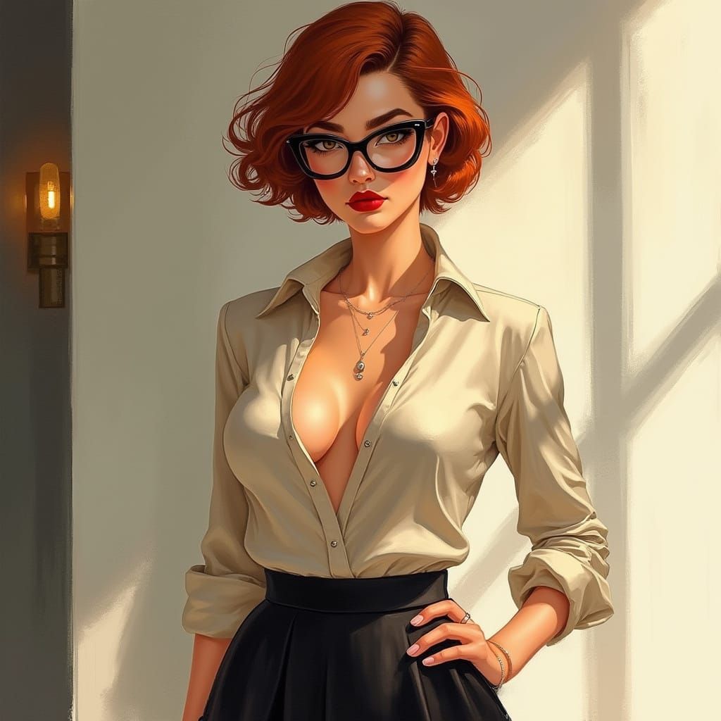 Sophisticated Redhead with Confidence and Charm