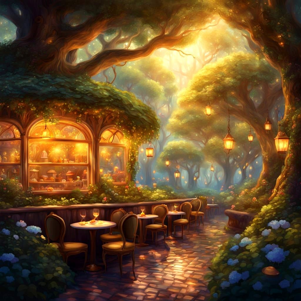 Mysterious Enchanted Cafe Scene