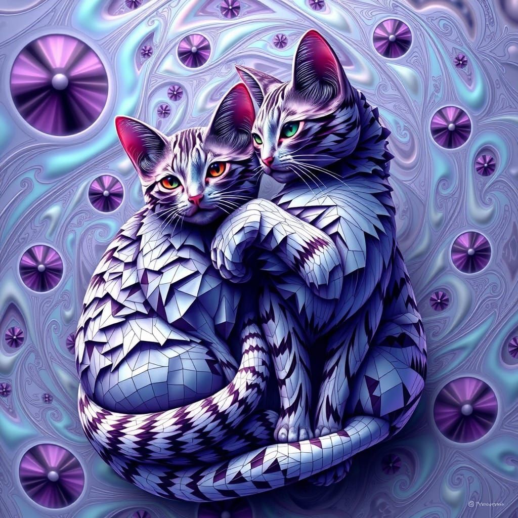 Fractal Feline Mosaic in Hypnotic Color