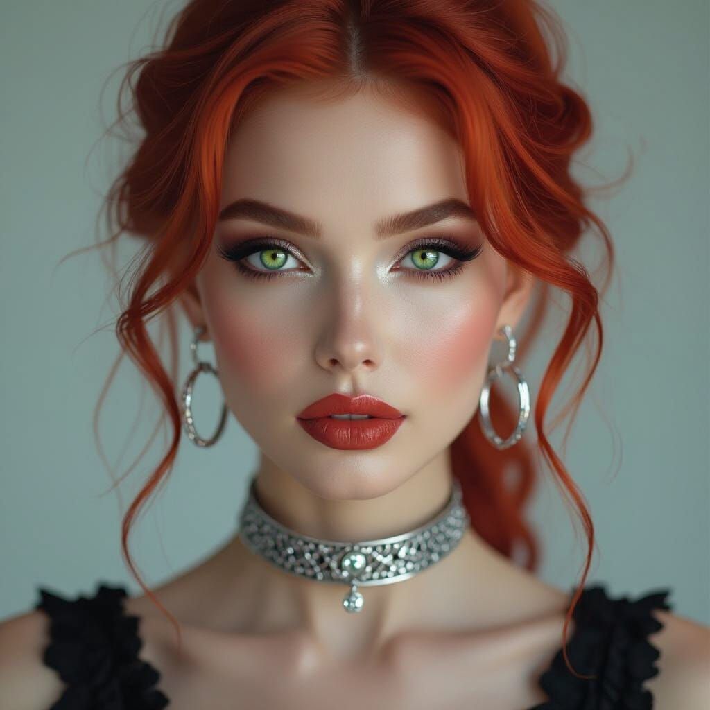 Fashion Portrait of a Woman with Green Eyes
