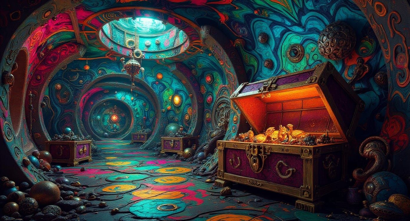 Abstract Alien Treasure Chest of Artifacts