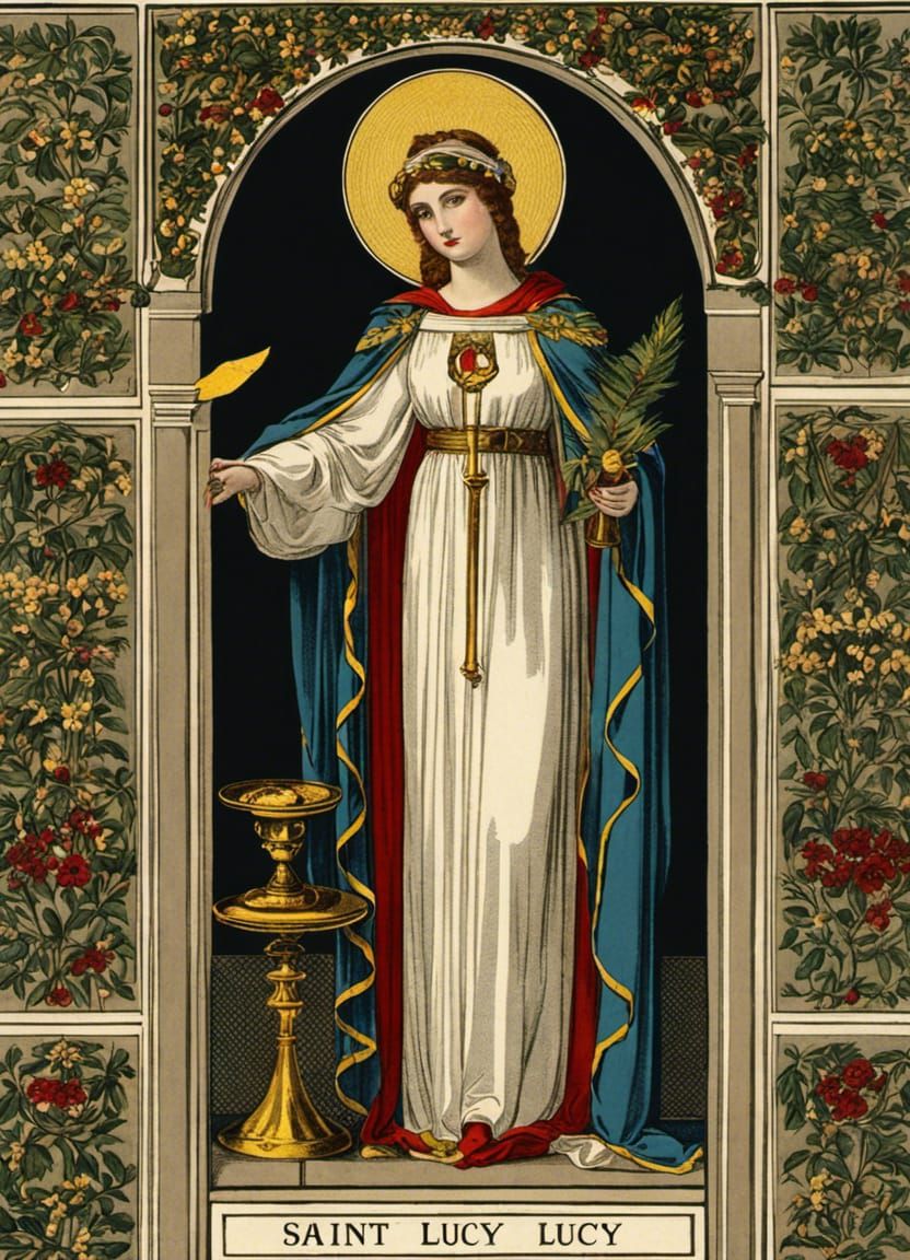 Saint Lucy Illustration in Halbot Knight Browne Style