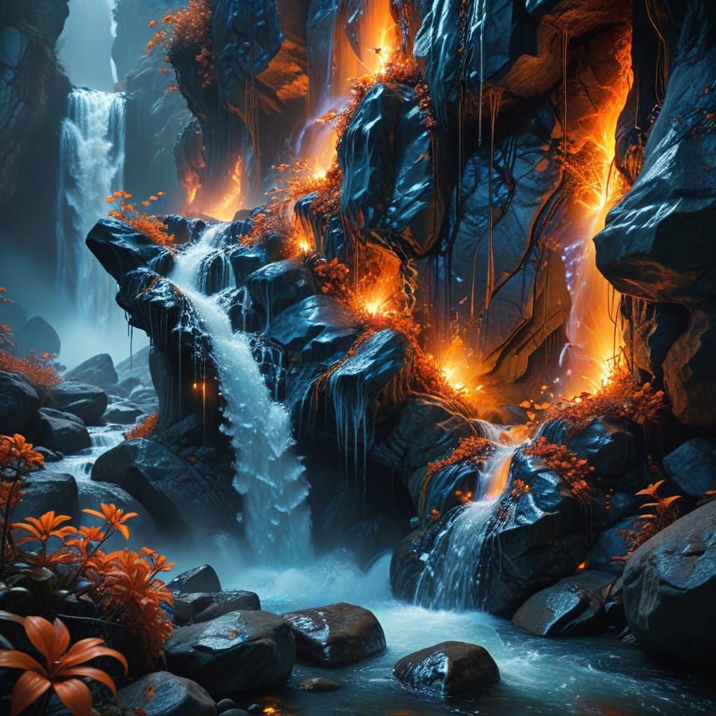 Surreal Crystalline Stone Flows Like Water in Art Nouveau La...