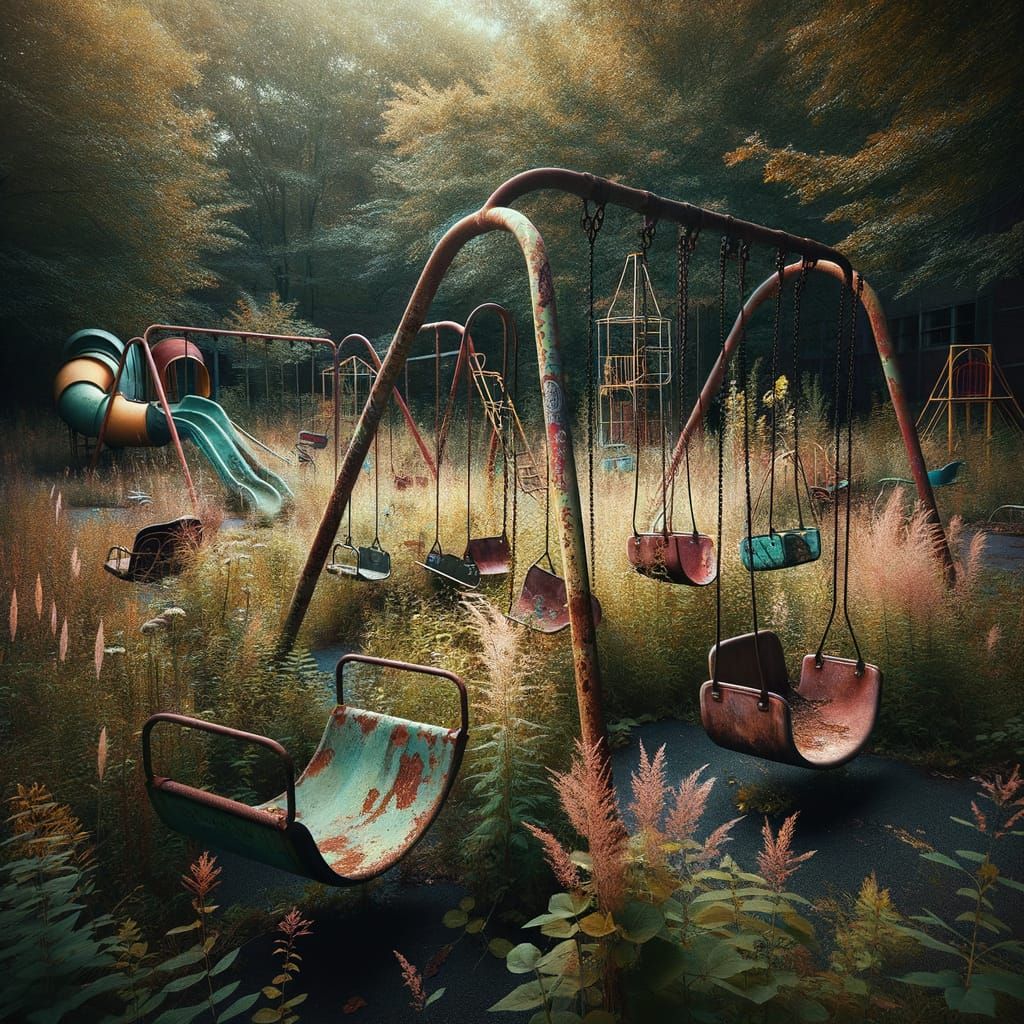Nature Reclaims Abandoned Playground in Ruins