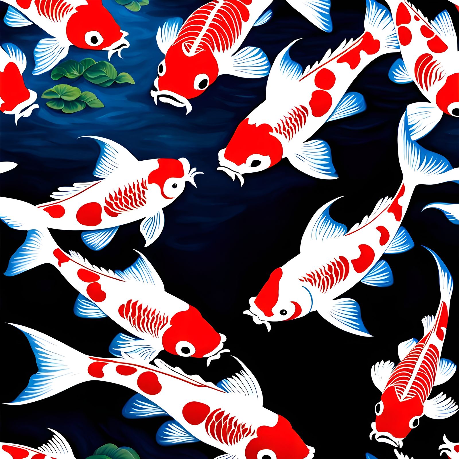 Red and White Koi Fish in Japanese Pond