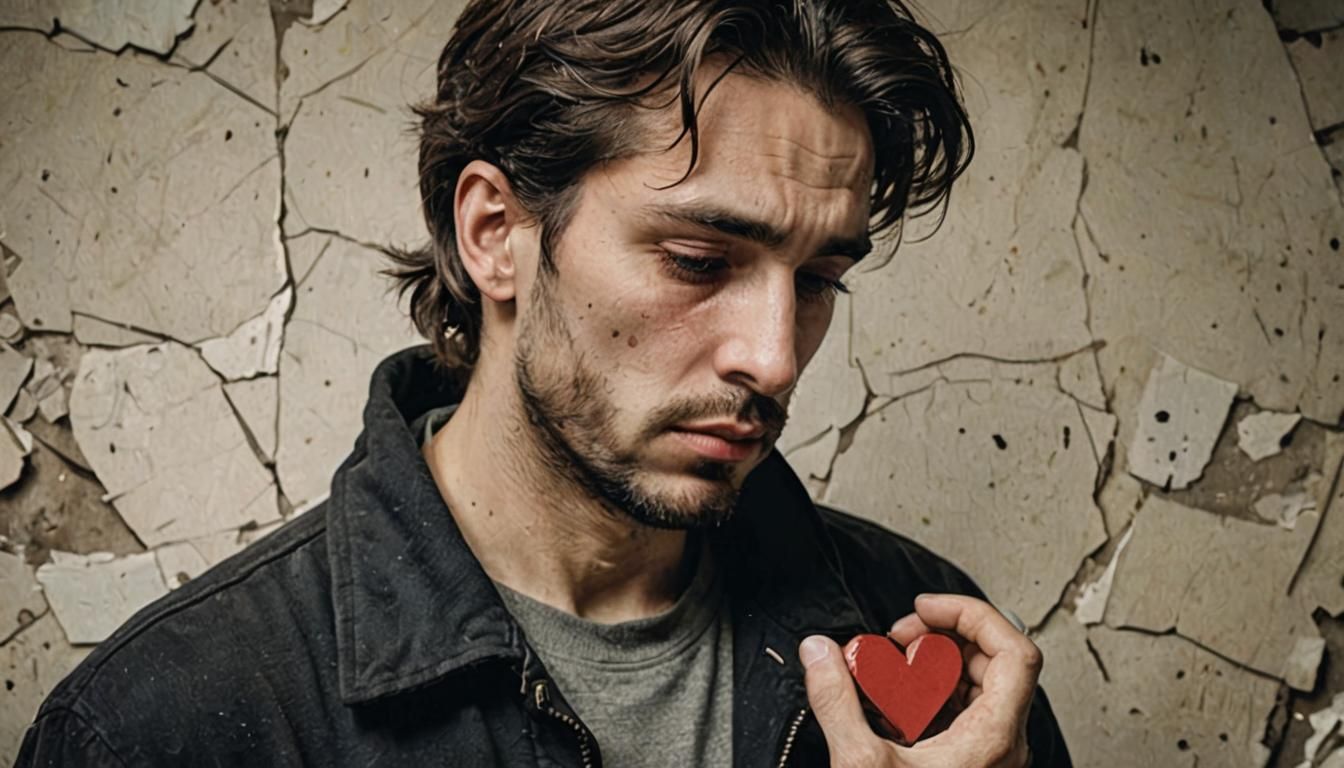 Sad Man with Broken Heart Icon