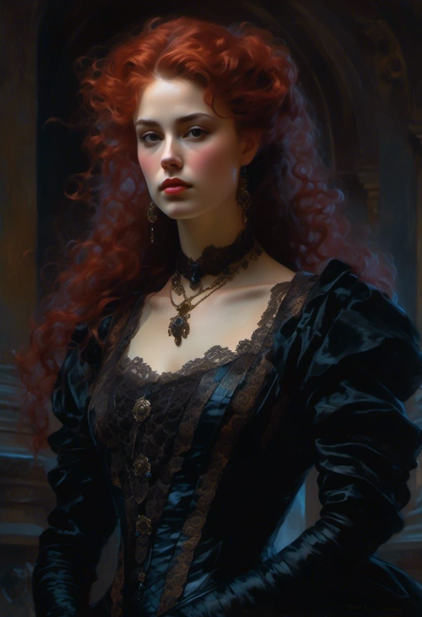 Lady in Leather and Lace: Rococo Portrait