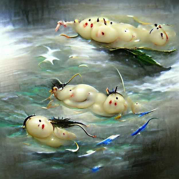 Enchanting Water Nymphs in Ghibli Style