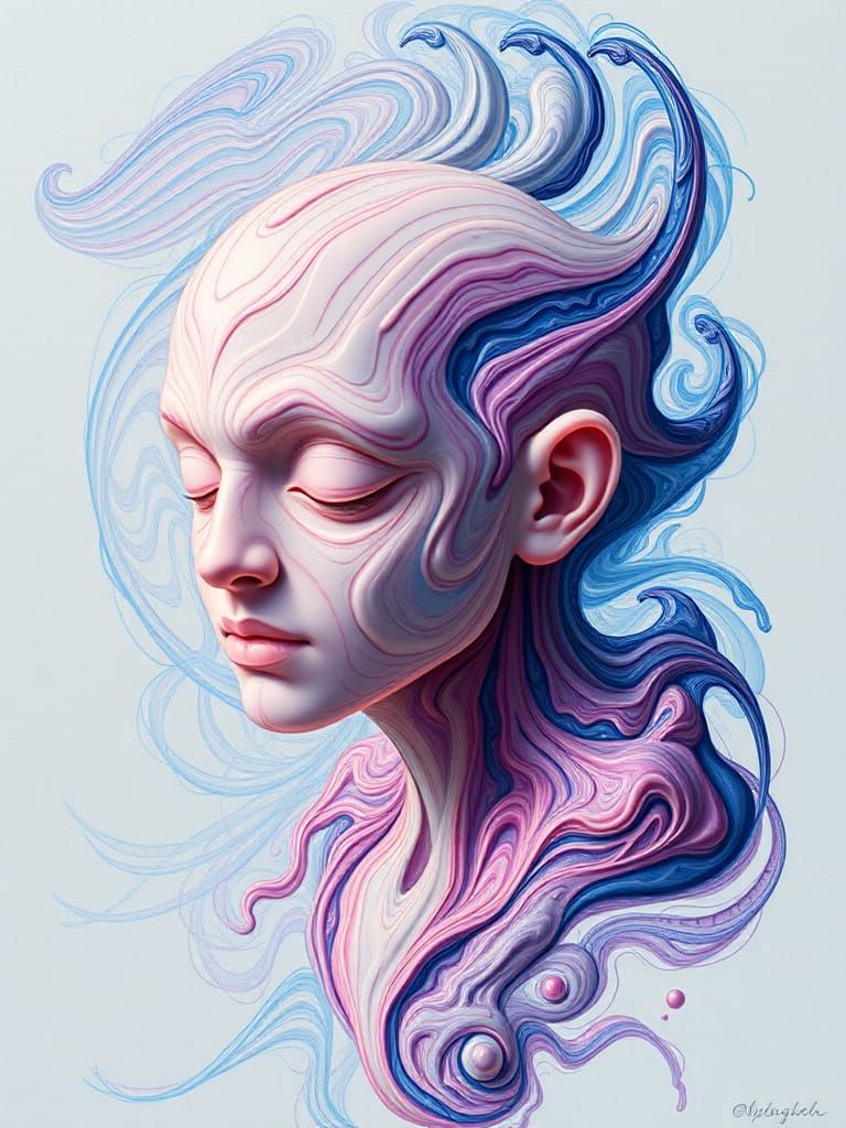 Surreal Andromorph Figure in Fluid Acrylics