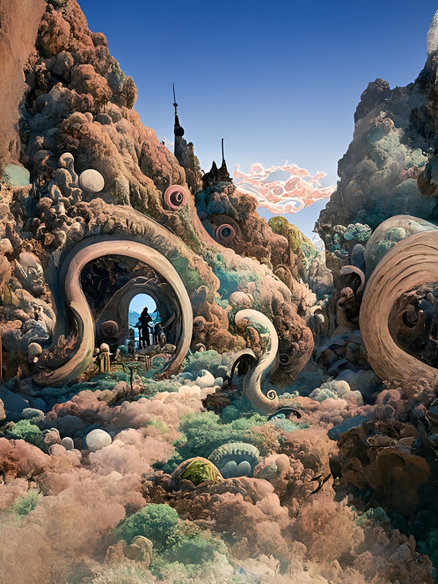 Fantasy Dreamscape Painting in Psychedelic Surrealism Style