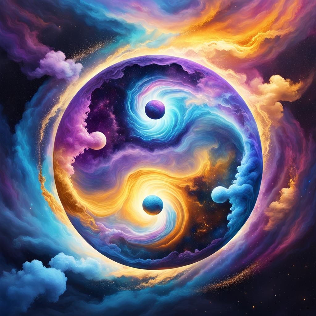 Yin and Yang Symbol in Cosmic Surrealism