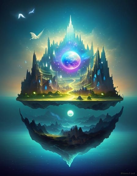 Floating Celestial Islands in Surreal Style