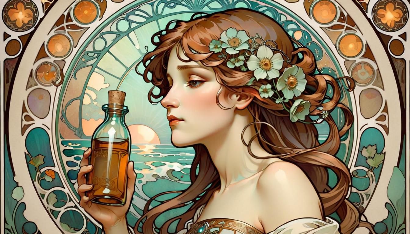Art Nouveau Time in a Bottle Illustration