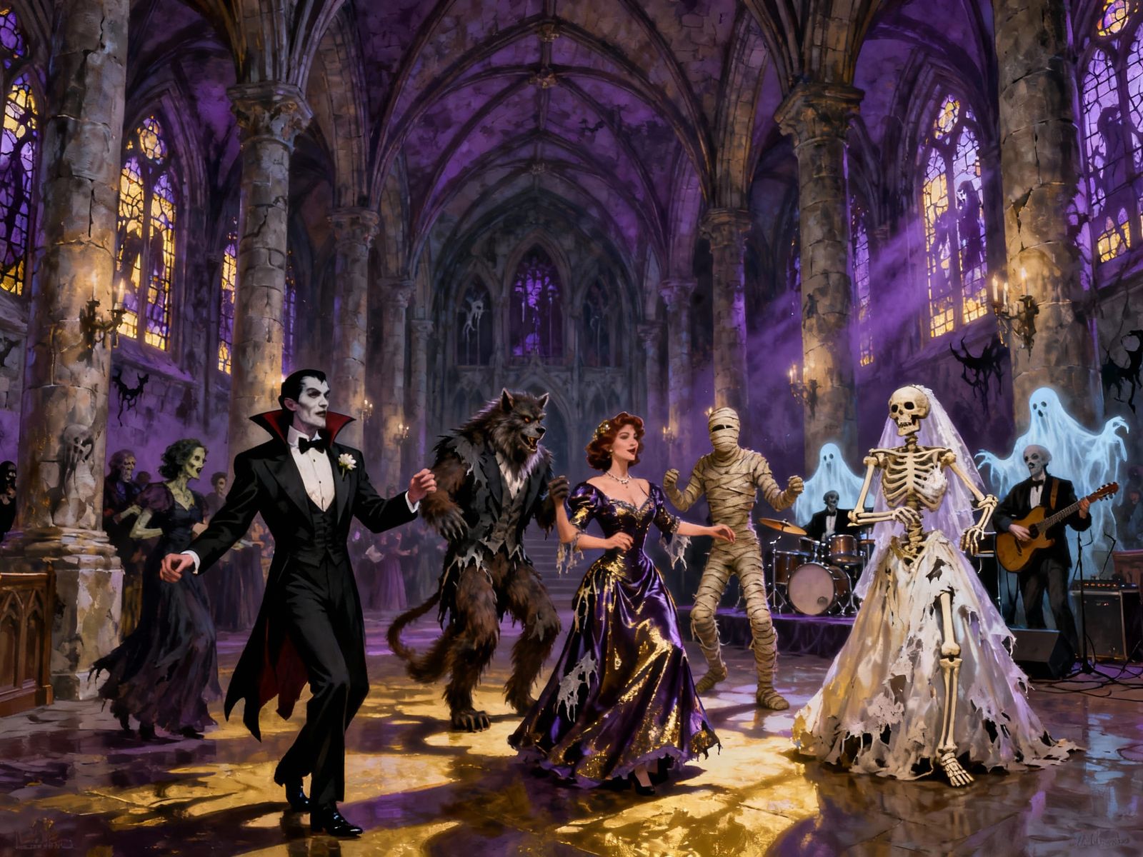Gothic Monsters Celebrate New Year's Eve Ball