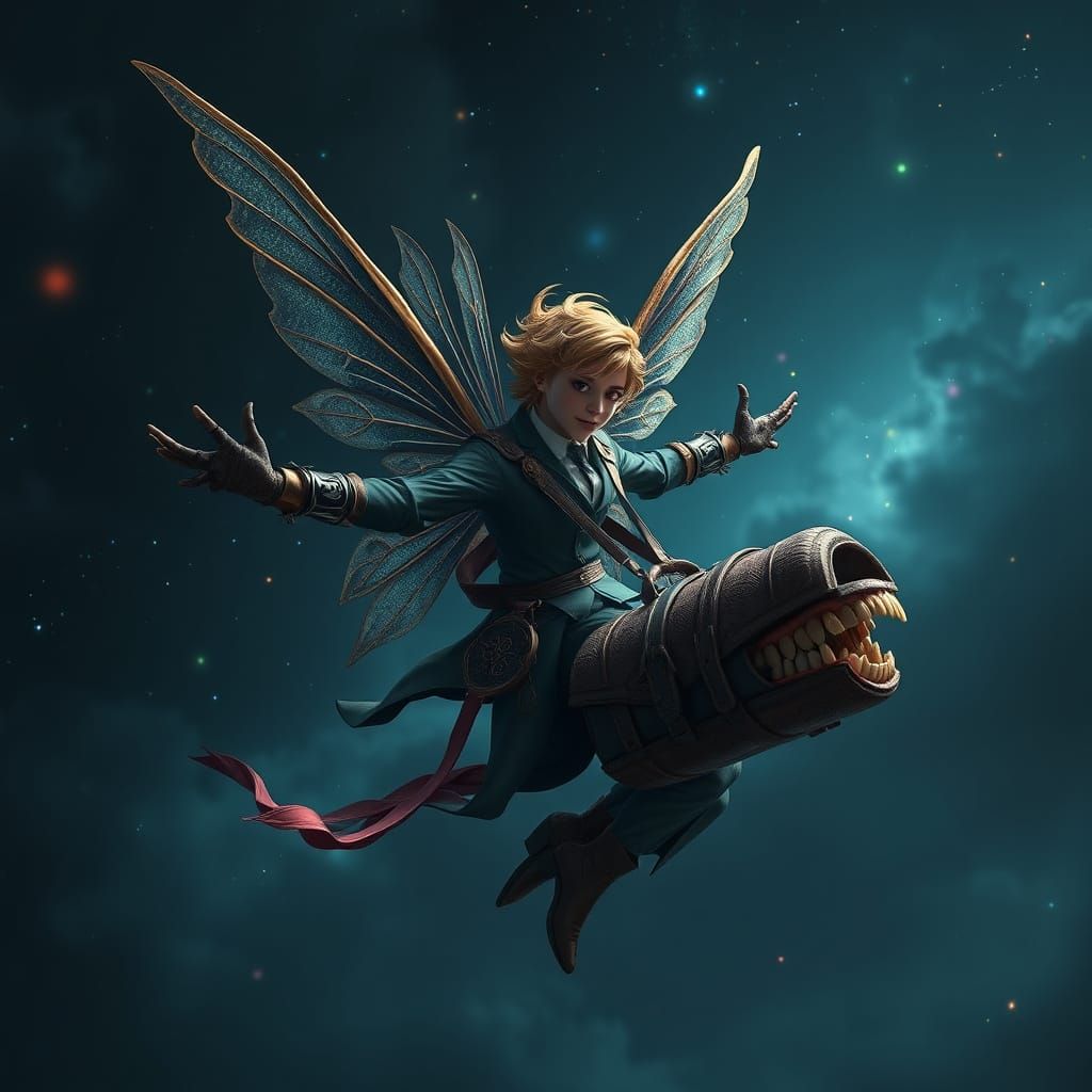 Mystical Nighttime Encounter in Italian Fantasy Style