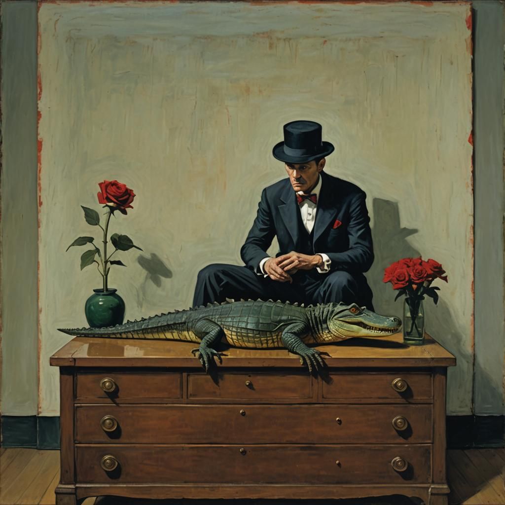 Man with Crocodile: A Surrealist Conceptual Art Piece