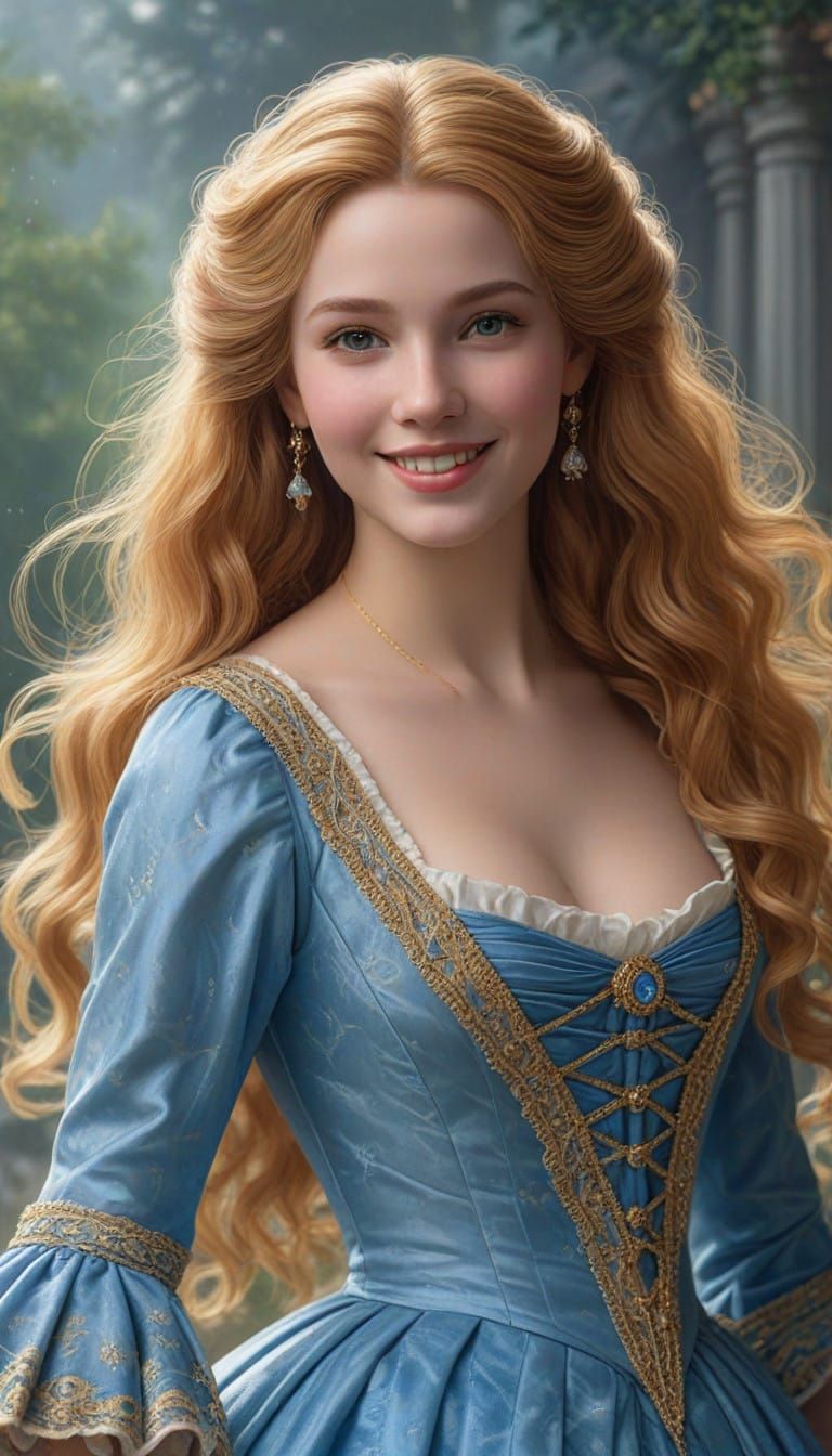 Ethereal Lady in Blue 18th Century Gown