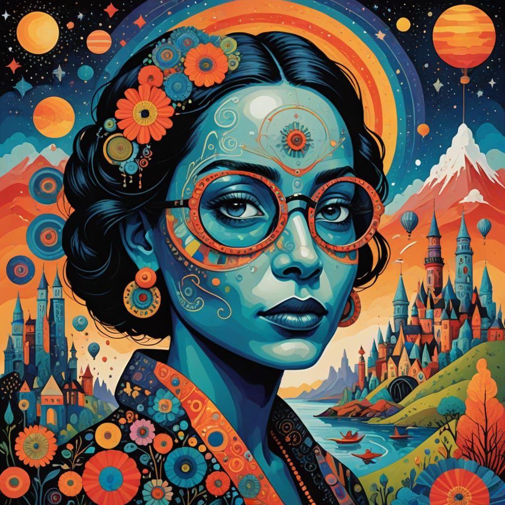 Vibrant Mosaic Art Piece Depicting a Grand Adventure