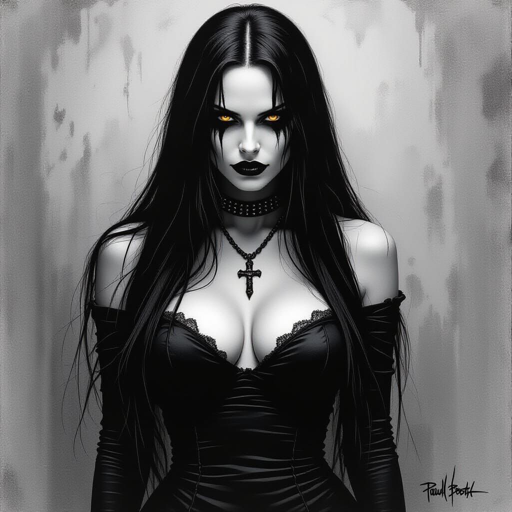 Intimidating Woman in Black Metal Style