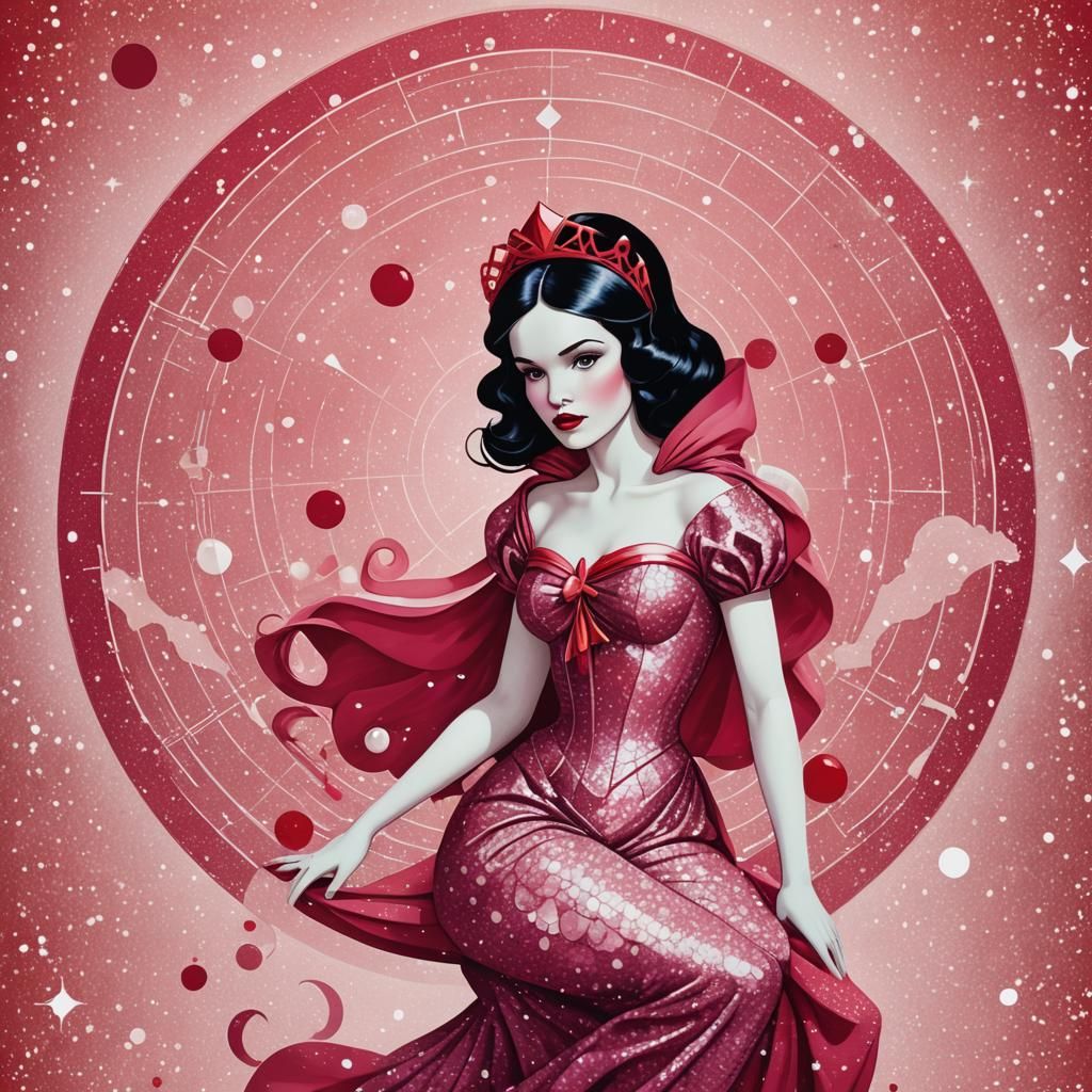 Snow White Space Mermaid in Pop Art Style