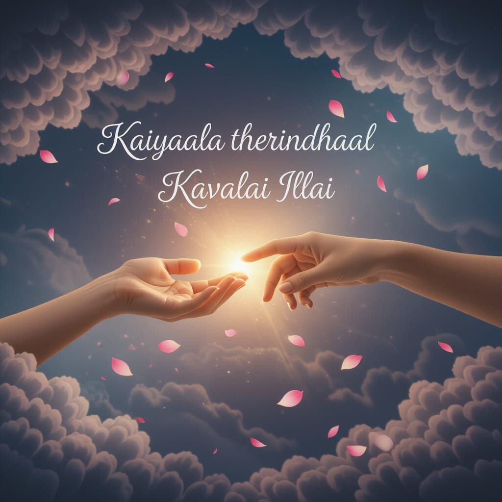 Healing Connection: Hands Linking Amidst Dissolving Clouds