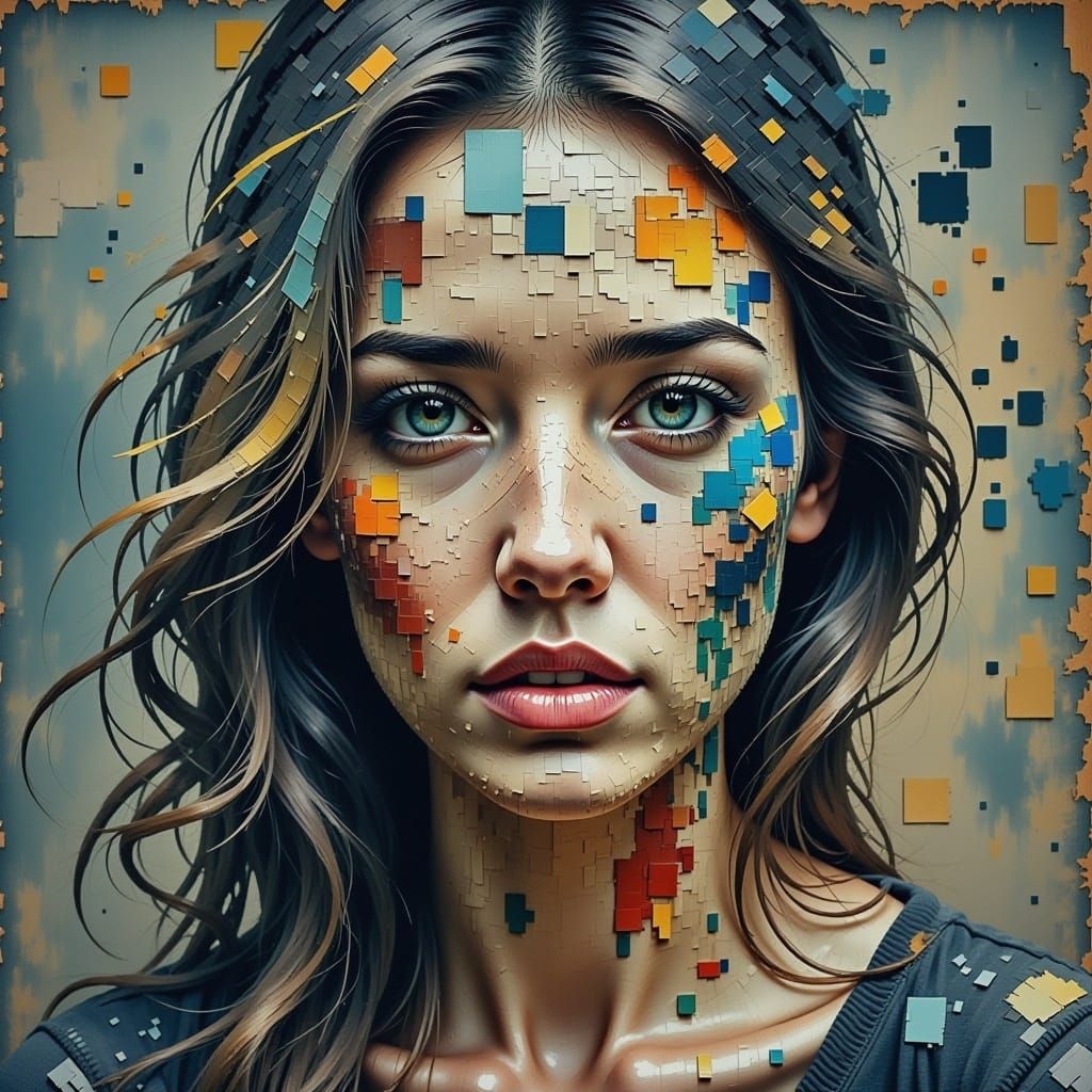 Abstract Pixelated Flux Digital Art Design