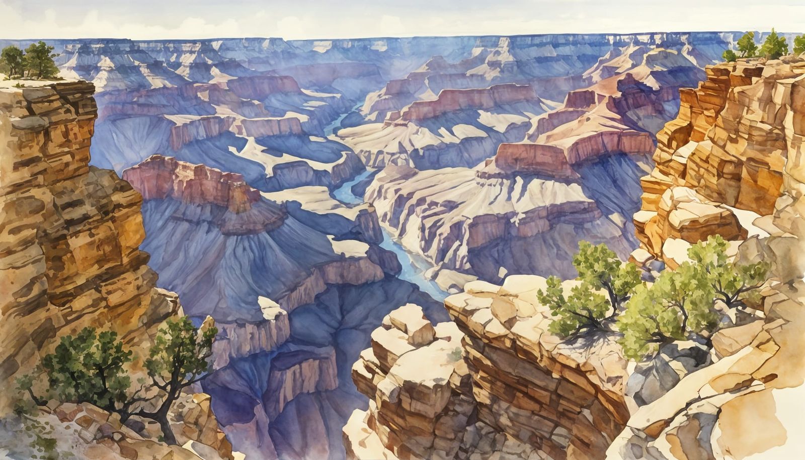 Grand Canyon in Watercolor Style