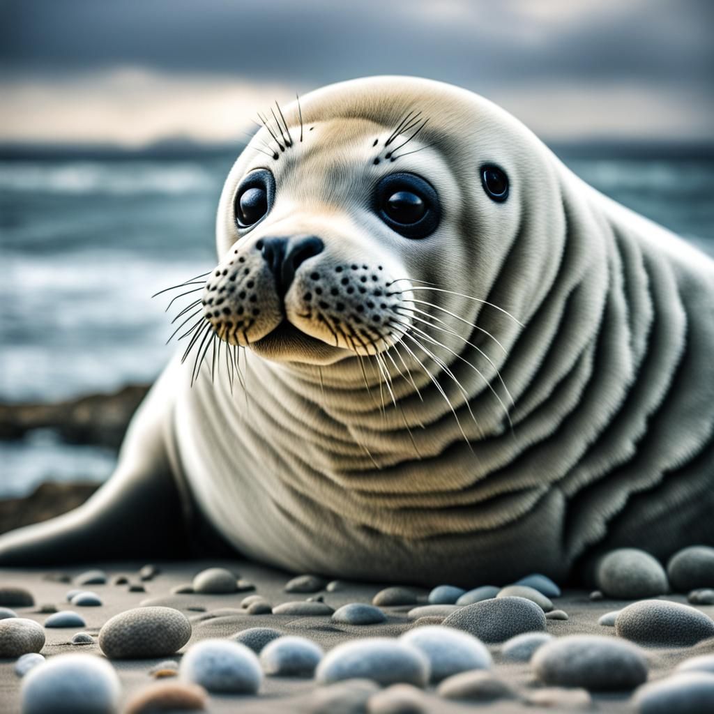 Hyperrealistic Stuffed Animal Seal in High Definition