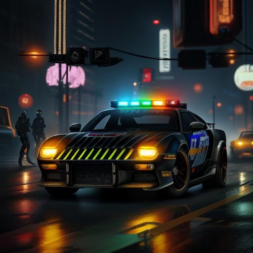 Chicago Police car in high speed chase steampunk engine cybe...